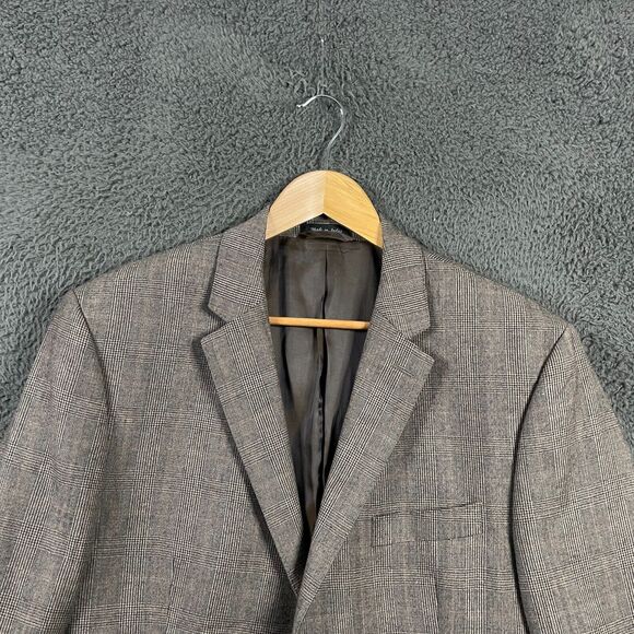 Lauren Ralph Lauren Blazer Mens 44R Brown Plaid Slim Fit Wool Sport Coat Formal - Picture 2 of 11